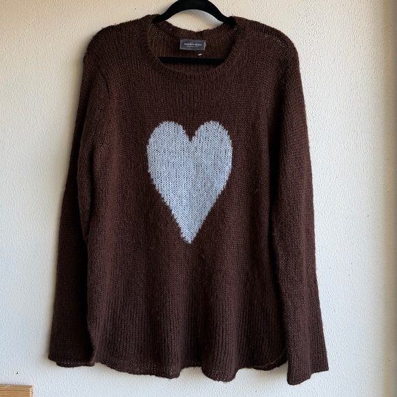 Wooden Ships Sweaters - Wooden Ships knits Heart crewneck sweater brown medium large